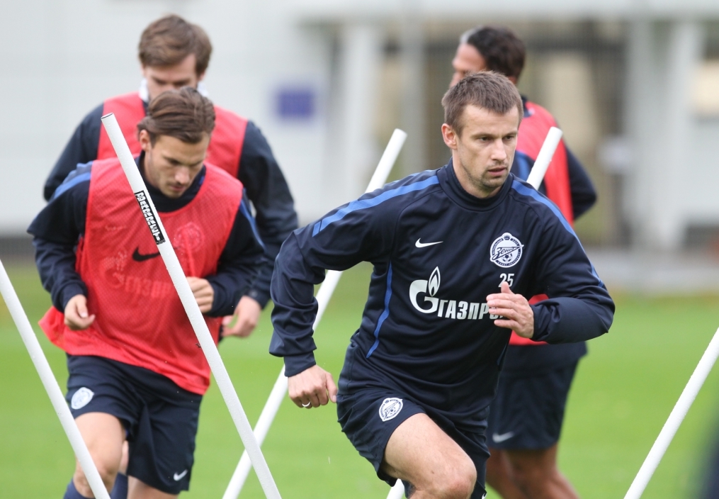 Тренировка перед матчем Зенит—Томь