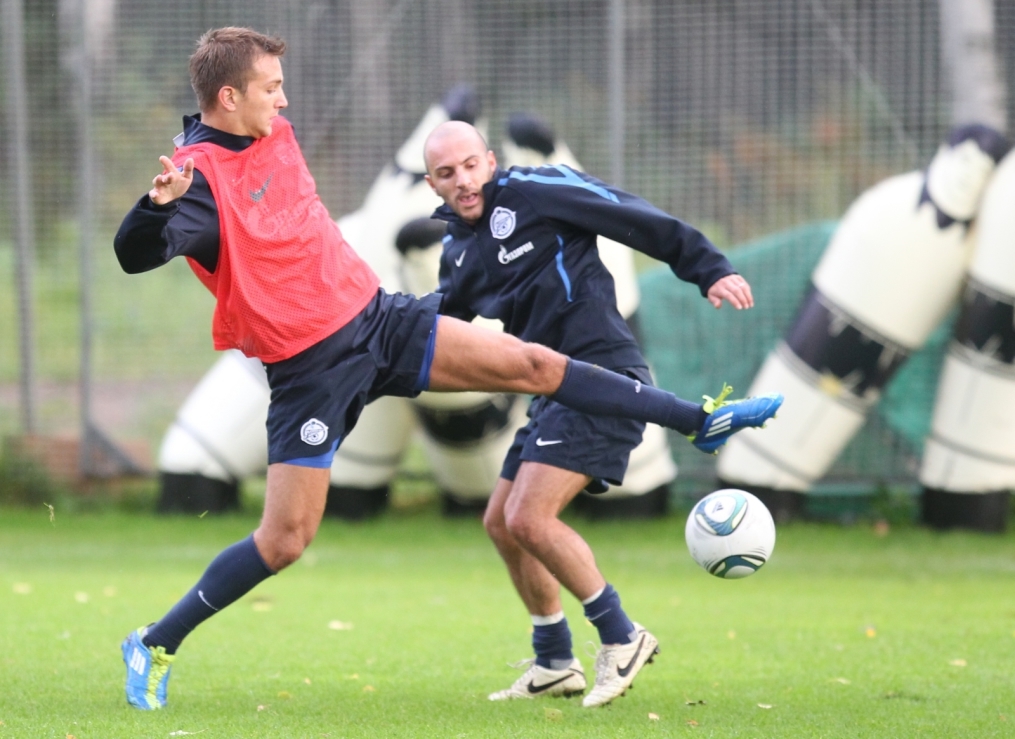 Тренировка перед матчем Зенит—Томь