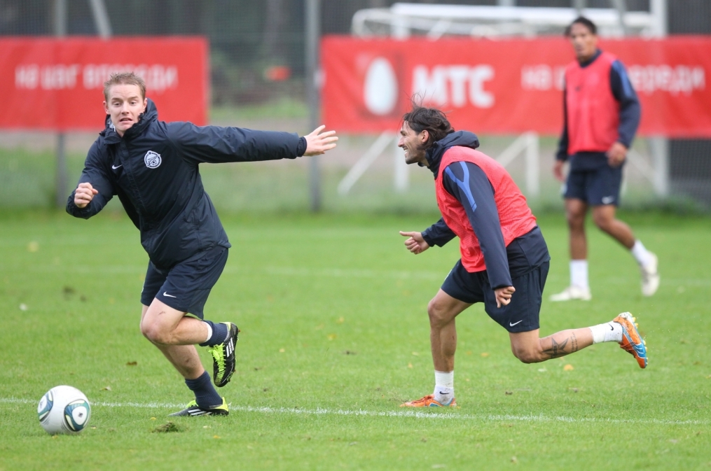 Тренировка перед матчем Зенит—Томь