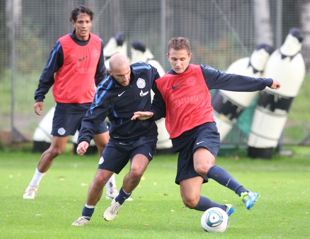 Тренировка перед матчем Зенит—Томь