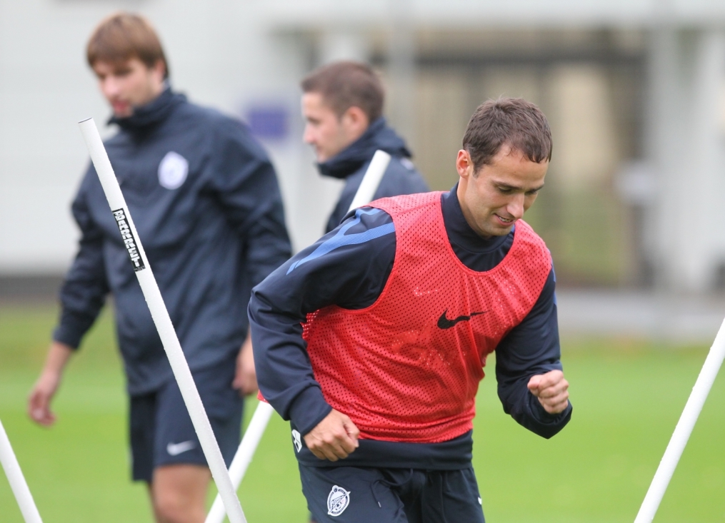 Тренировка перед матчем Зенит—Томь