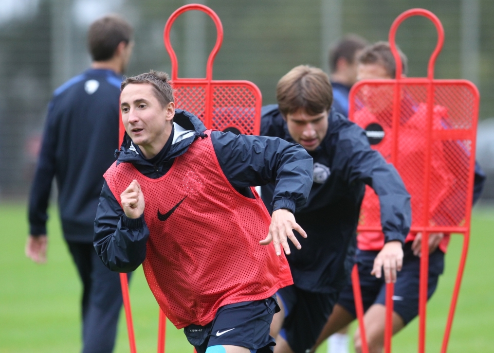 Тренировка перед матчем Зенит—Томь