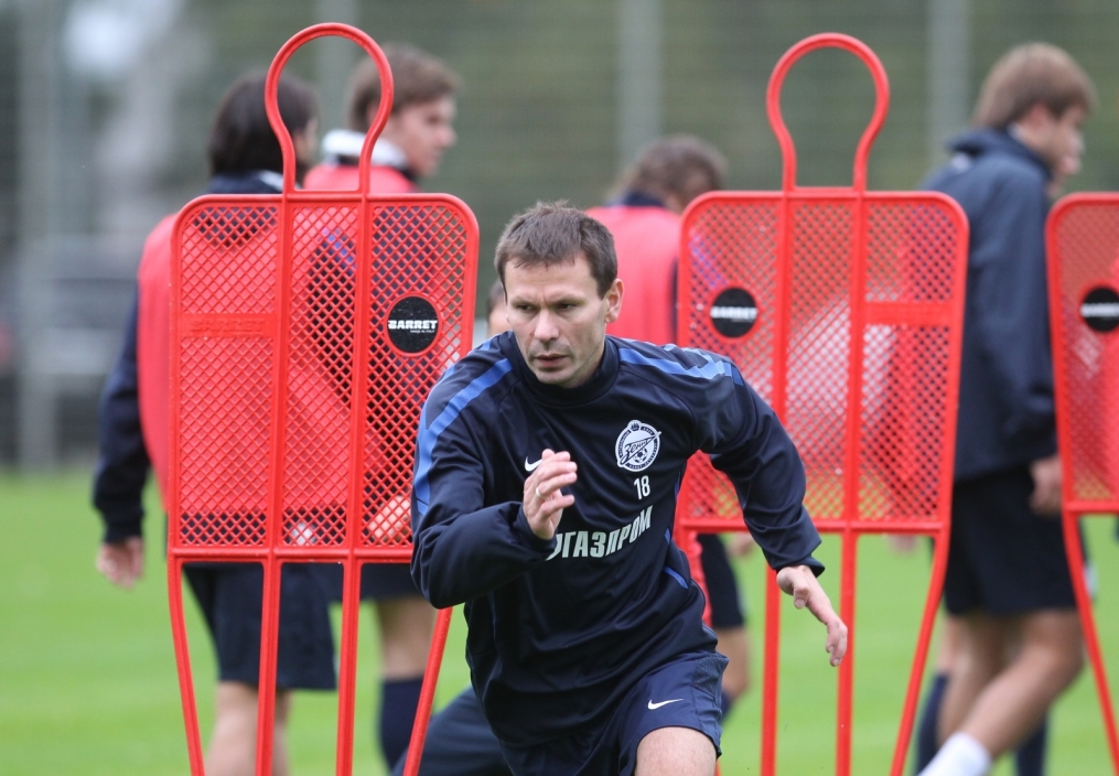 Тренировка перед матчем Зенит—Томь