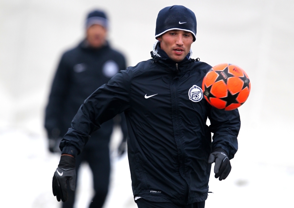 Открытая тренировка «Зенита»  перед матчем 1/8 финала Лиги чемпионов УЕФА 2011/2012 с Бенфикой