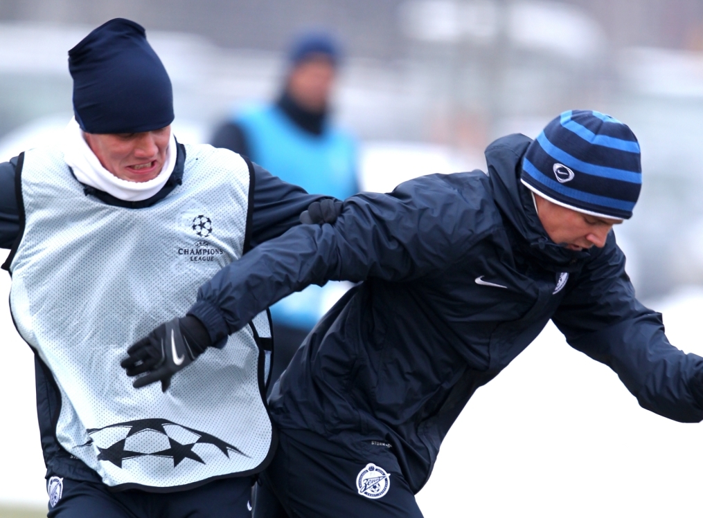 Открытая тренировка «Зенита»  перед матчем 1/8 финала Лиги чемпионов УЕФА 2011/2012 с Бенфикой