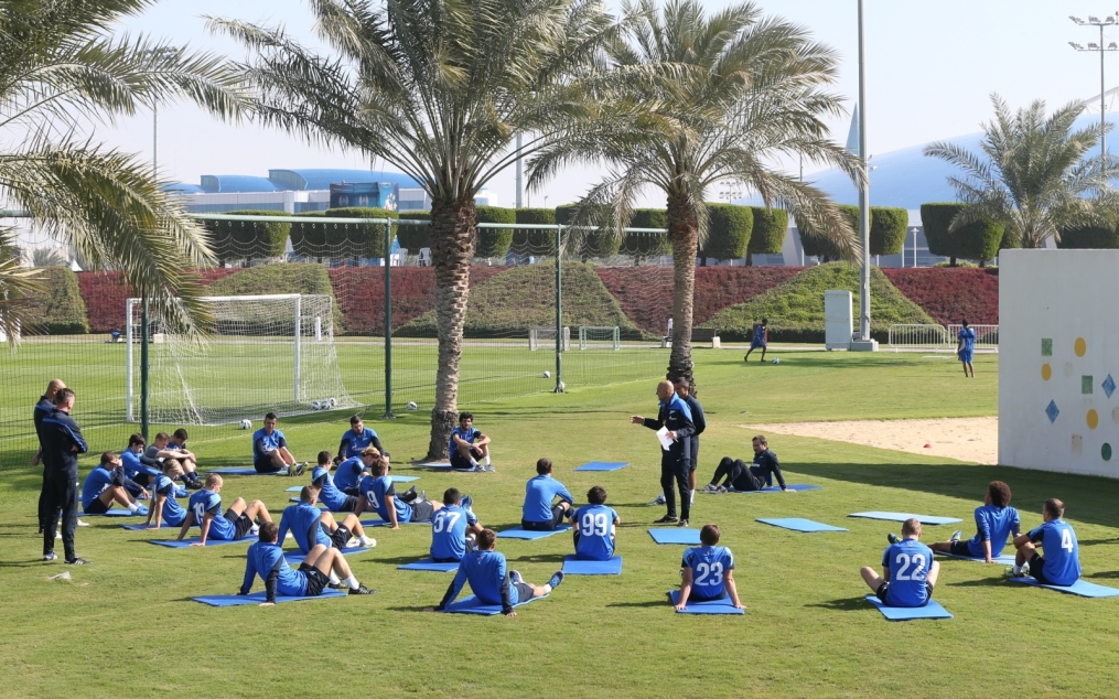 Зимние сборы в Дохе, утренняя тренировка