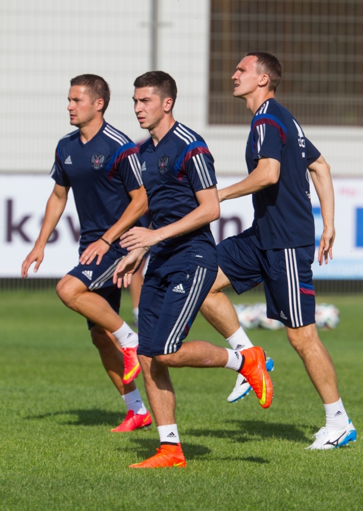 Тренировка сборной России перед матчем со Слоавкией
