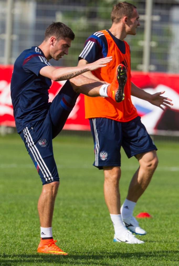 Тренировка сборной России перед матчем со Слоавкией