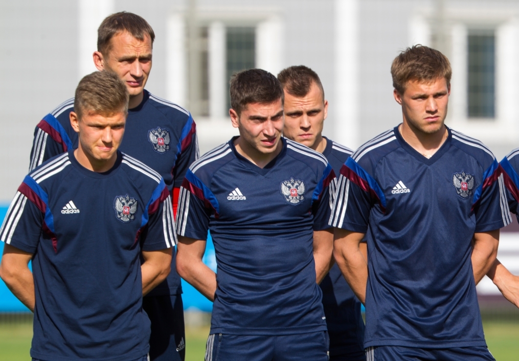 Тренировка сборной России перед матчем со Слоавкией