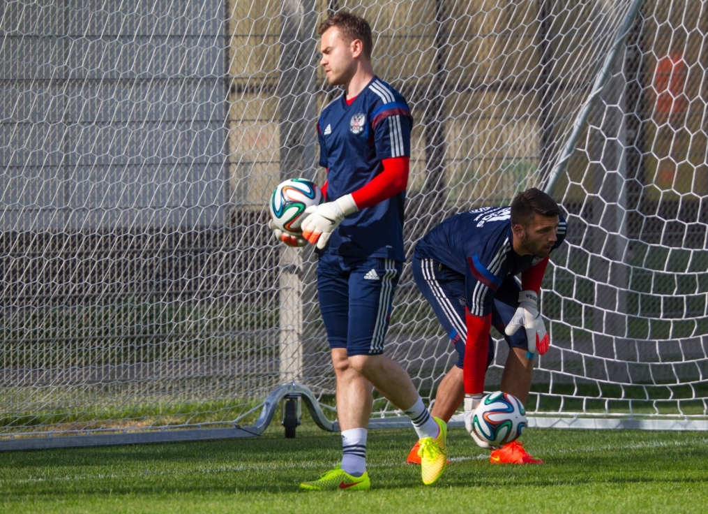 Тренировка сборной России перед матчем со Слоавкией