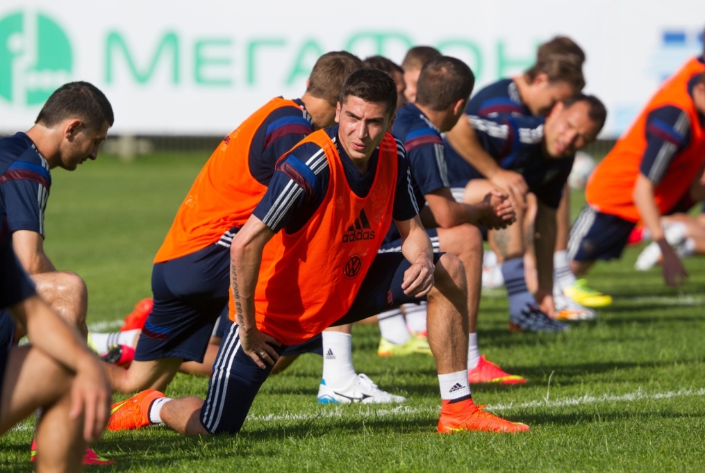 Тренировка сборной России перед матчем со Слоавкией