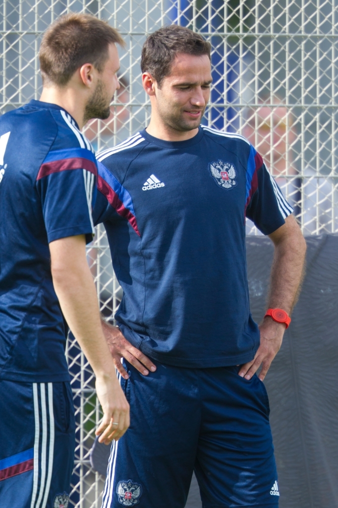 Тренировка сборной России перед матчем со Слоавкией
