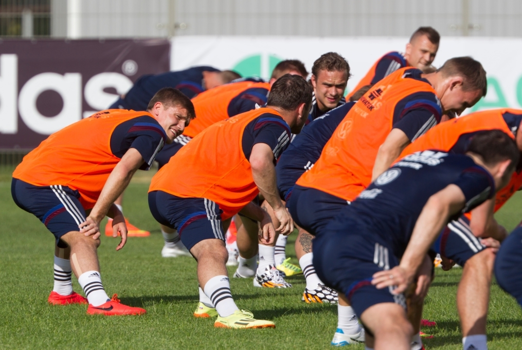 Тренировка сборной России перед матчем со Слоавкией