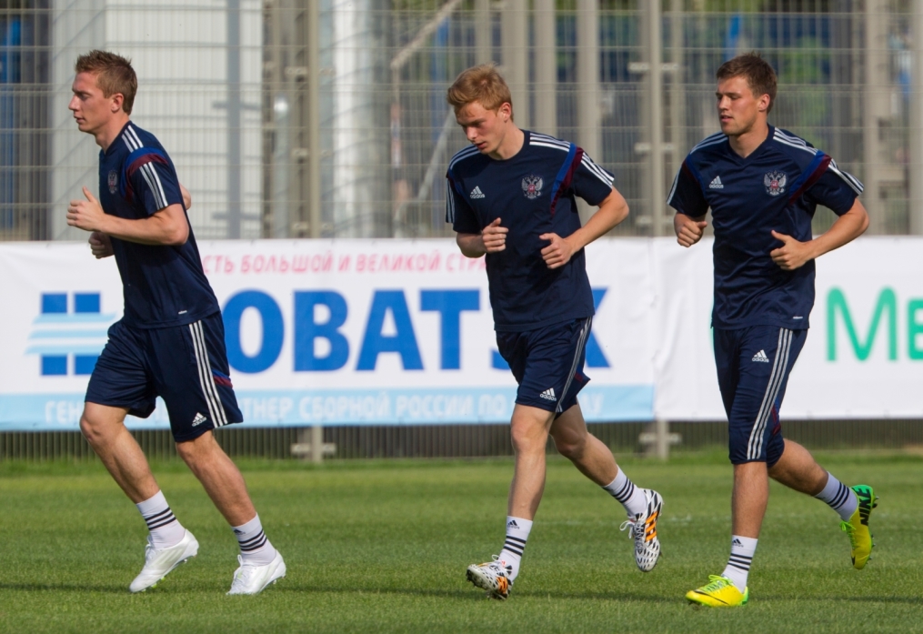 Тренировка сборной России перед матчем со Слоавкией