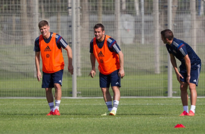 Тренировка сборной России перед матчем со Слоавкией