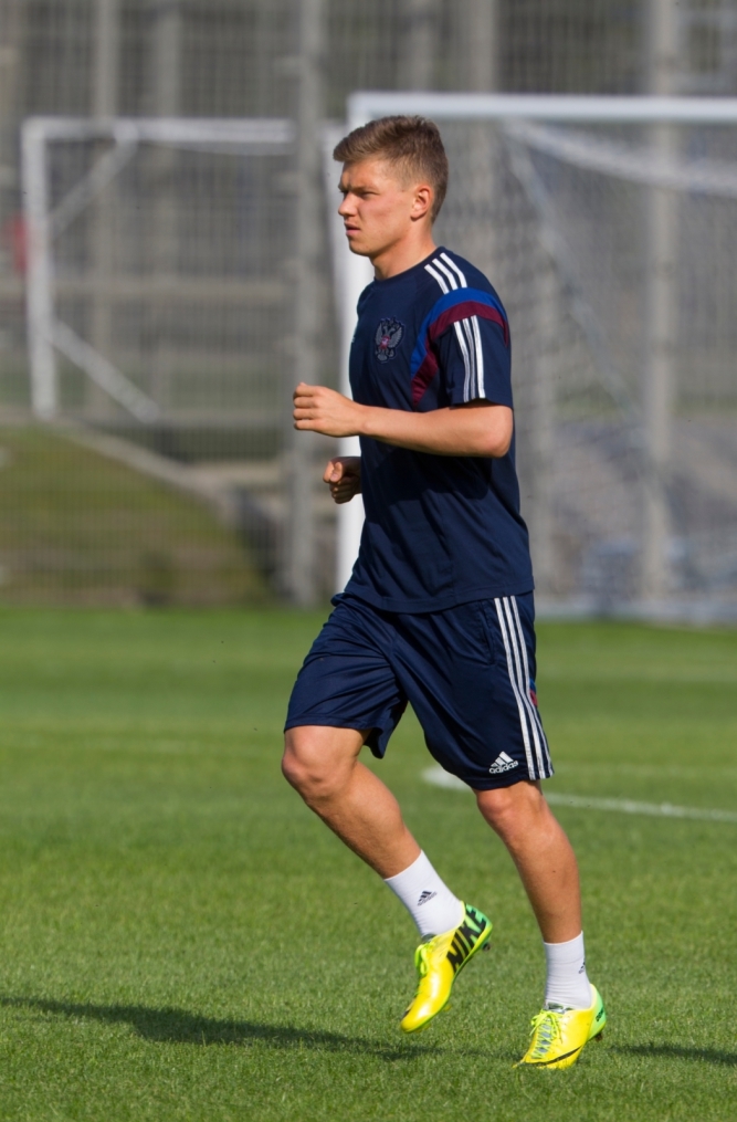 Тренировка сборной России перед матчем со Слоавкией