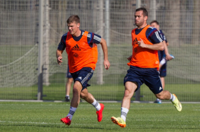 Тренировка сборной России перед матчем со Слоавкией