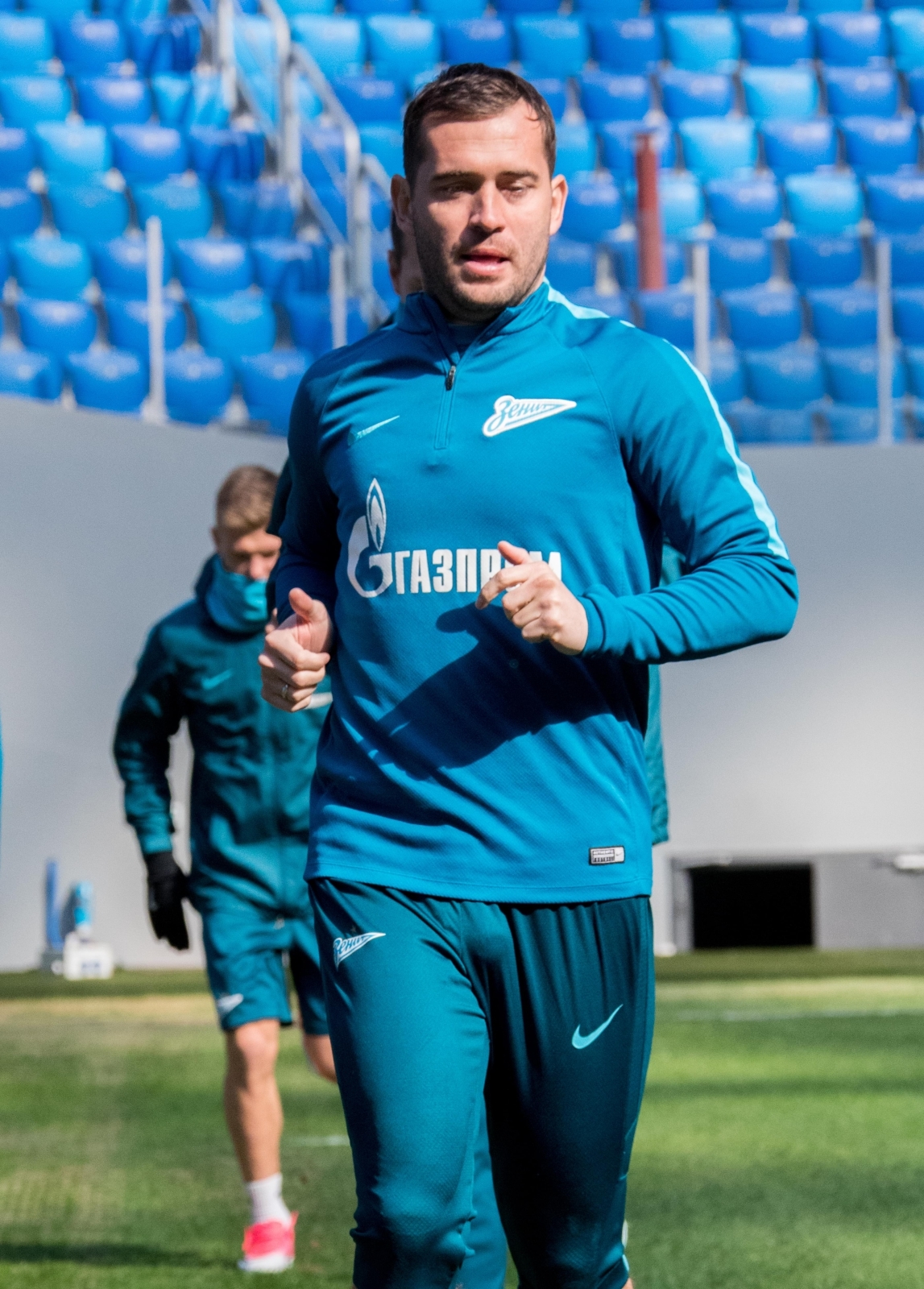 Тренировка сине-бело-голубых перед матчем с «Уралом» на новом стадионе