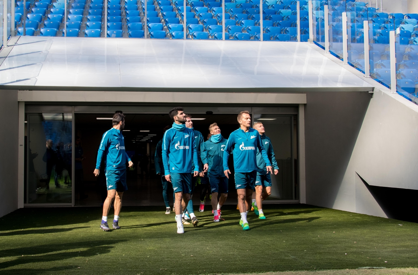 Тренировка сине-бело-голубых перед матчем с «Уралом» на новом стадионе