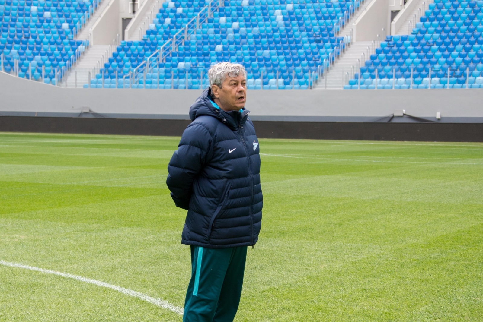 Тренировка сине-бело-голубых перед матчем с «Уралом» на новом стадионе