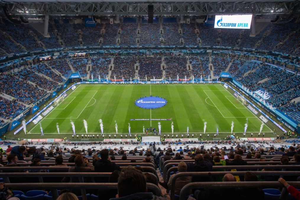 Церемония презентации нового наименования стадиона — «Газпром Арена» перед началом матча «Зенит» — «Рубин»