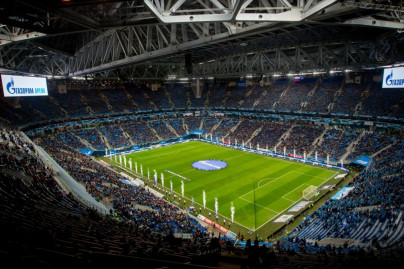 Церемония презентации нового наименования стадиона — «Газпром Арена» перед началом матча «Зенит» — «Рубин»