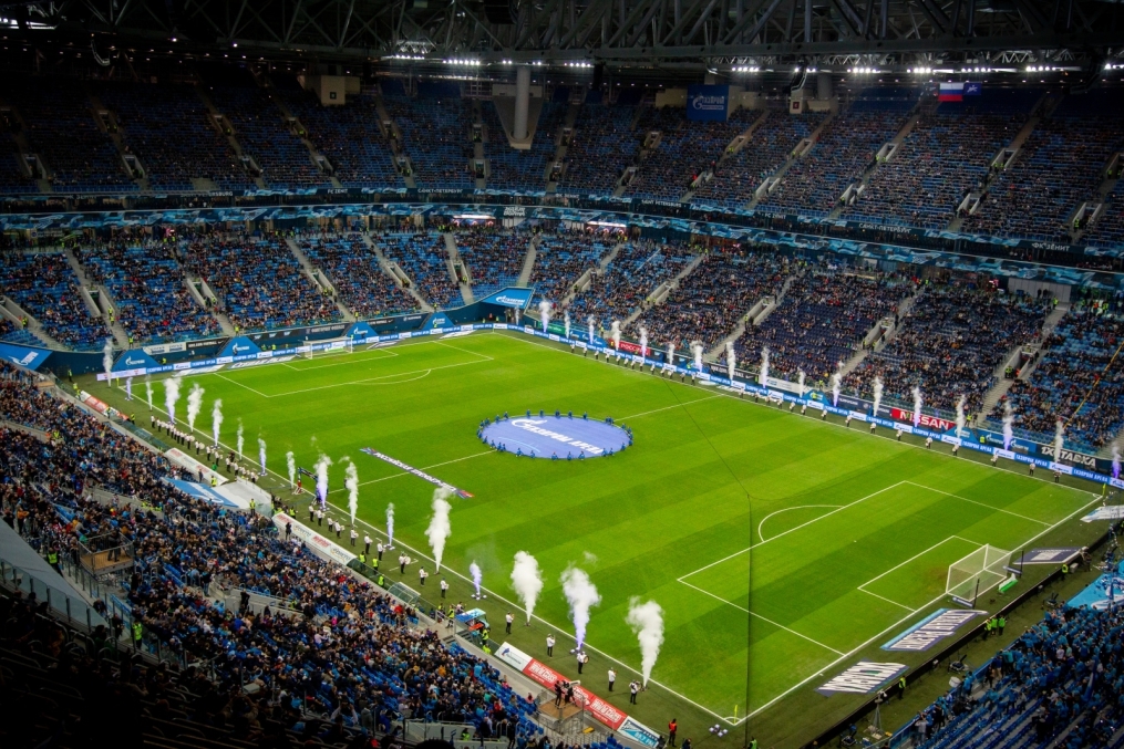 Церемония презентации нового наименования стадиона — «Газпром Арена» перед началом матча «Зенит» — «Рубин»