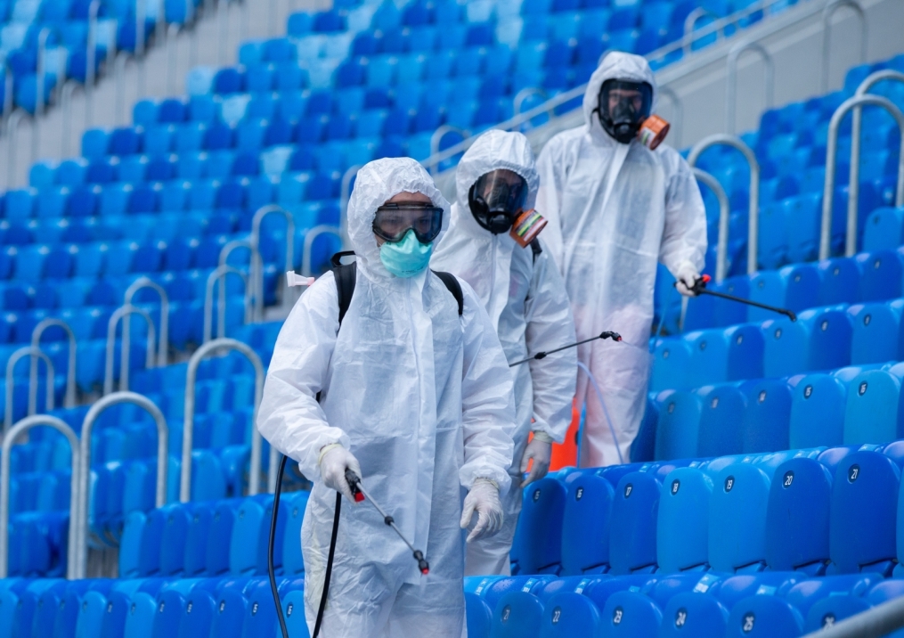 Дезинфекция стадиона перед матчем «Зенит» — «Крылья Советов»