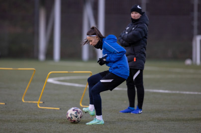 Women's team training before the match with Chertanovo