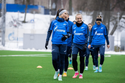 Тренировка женской команды перед выездным матчем против «Краснодара»