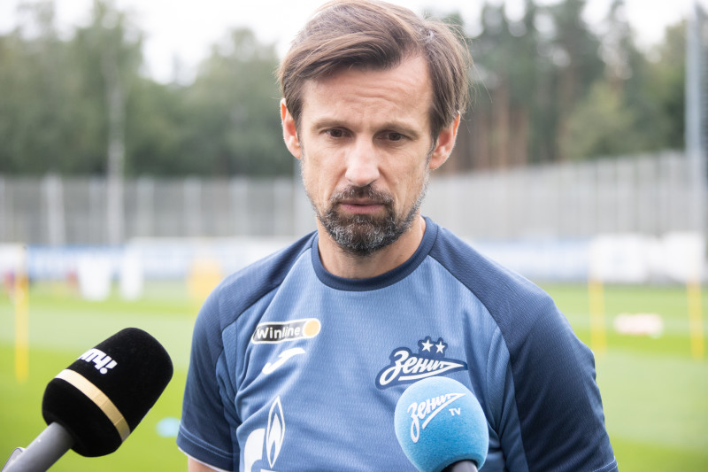 Сергей Семак на пресс-брифинге перед матчем с «Уралом»