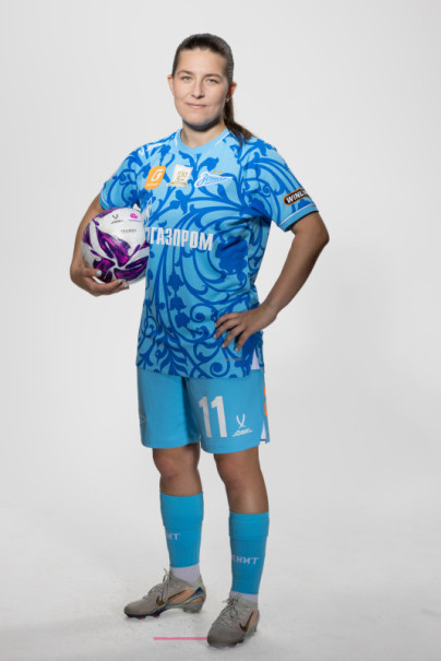 Фотосессия основного состава женского футбольного клуба «Зенит» сезона 2025/2026 (Jogel).