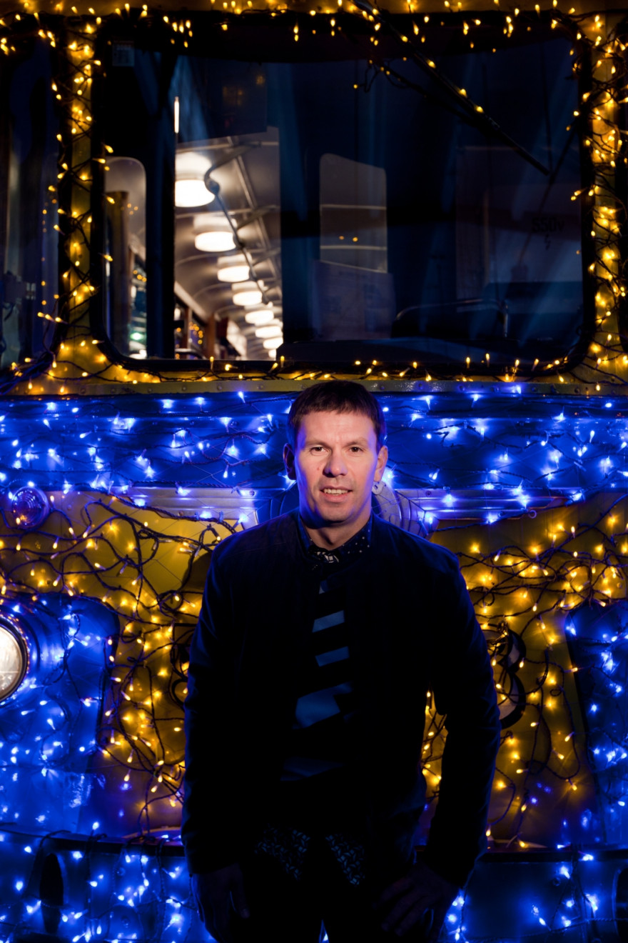 Константин Зырянов в трамвайном парке
