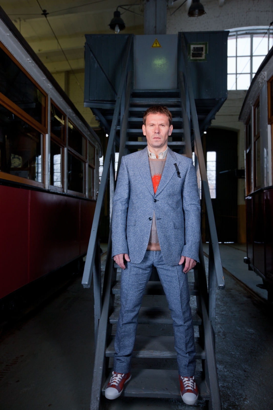 Константин Зырянов в трамвайном парке