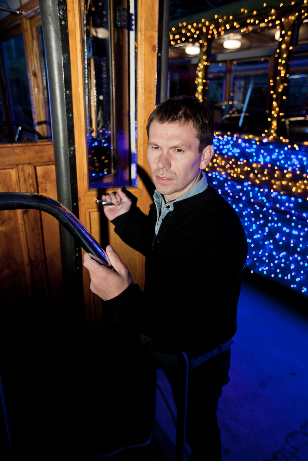 Константин Зырянов в трамвайном парке