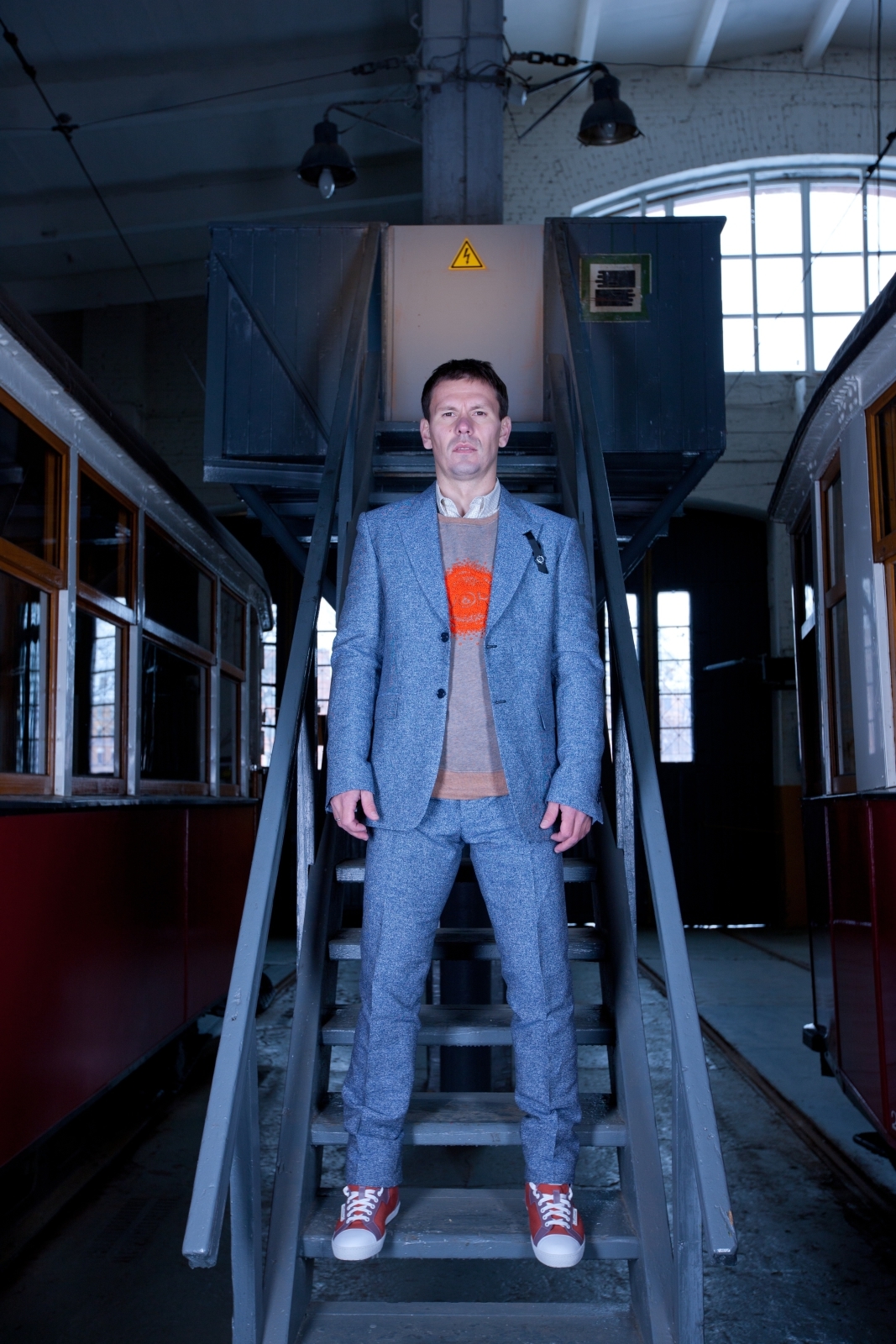 Константин Зырянов в трамвайном парке