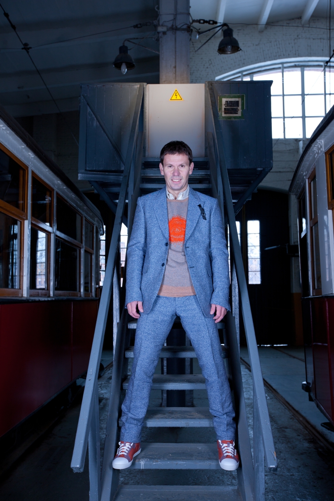 Константин Зырянов в трамвайном парке