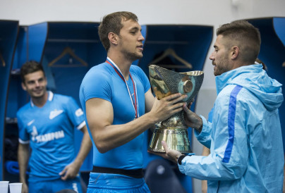 Празднование в раздевалке после матча Суперкубок России 2015, «Зенит» — «Локомотив»