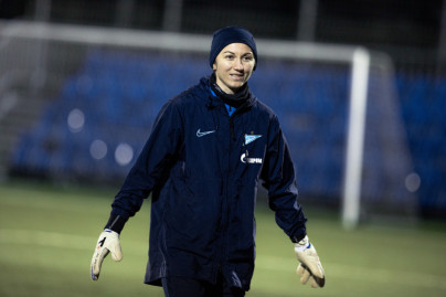 Тренировка женской команды перед матчем с «Енисеем»