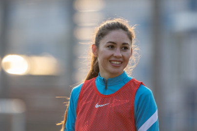 Training of the women's team Zenit before the match with CSKA