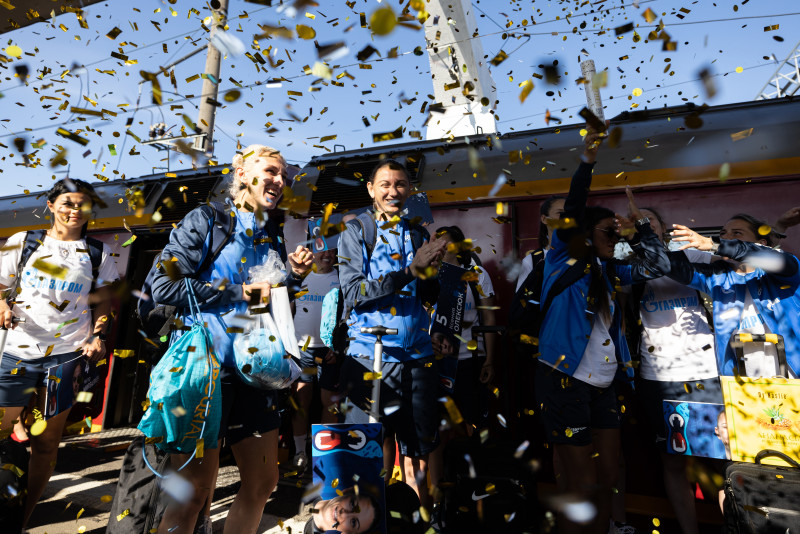 Встреча на Московском вокзале женской команды «Зенит»-победителей в Суперкубке России 2023