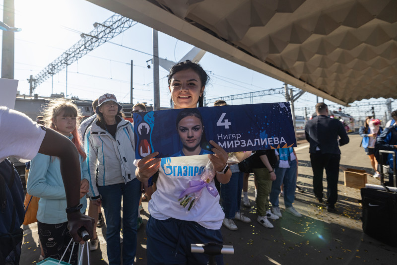 Встреча на Московском вокзале женской команды «Зенит»-победителей в Суперкубке России 2023
