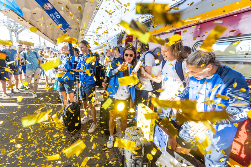 Встреча на Московском вокзале женской команды «Зенит»-победителей в Суперкубке России 2023