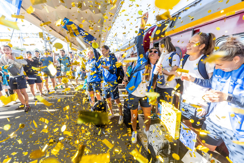 Встреча на Московском вокзале женской команды «Зенит»-победителей в Суперкубке России 2023