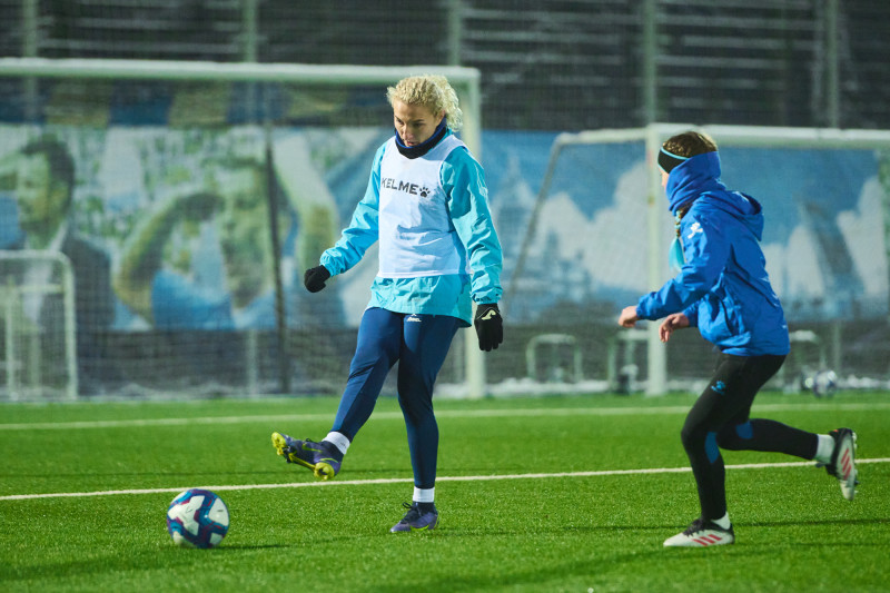 Совместная тренировка Анастасии Поздеевой и Вероники Куропаткиной с командой U-13