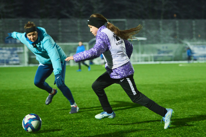 Совместная тренировка Анастасии Поздеевой и Вероники Куропаткиной с командой U-13