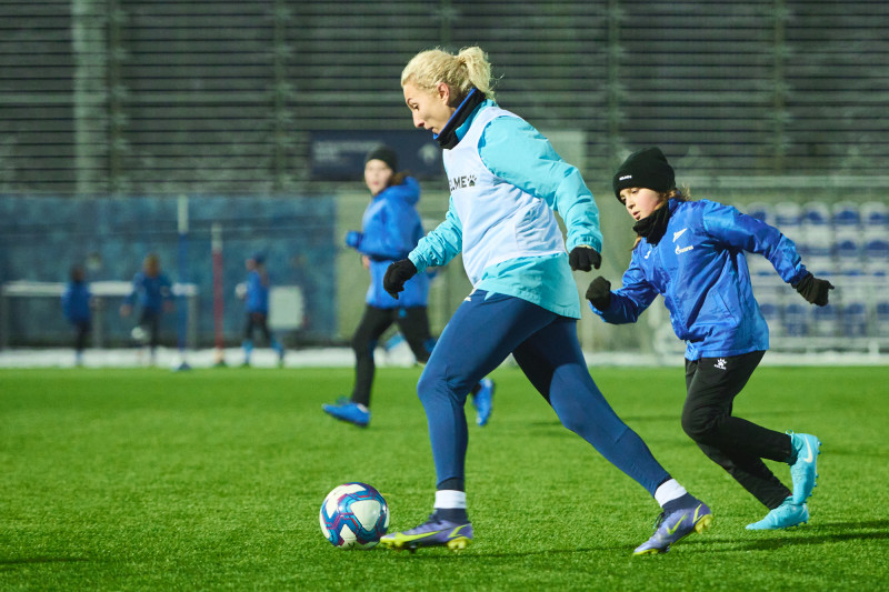 Совместная тренировка Анастасии Поздеевой и Вероники Куропаткиной с командой U-13