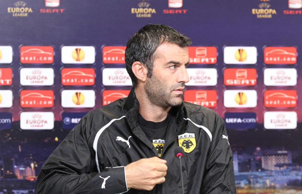 Передматчевая пресс-конференция защитника ФК «АЕК» Троянос Деллас