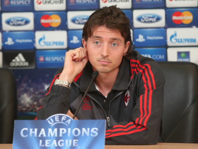Defender' Milan 'Riccardo Montolivo during a press conference ahead of the UEFA Champions League 2012/13, «Zenit» — «Milan»
