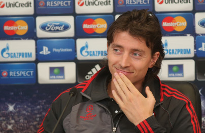 Defender' Milan 'Riccardo Montolivo during a press conference ahead of the UEFA Champions League 2012/13, «Zenit» — «Milan»